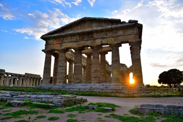 Świątynia Neptuna Została Zbudowana Porządku Doryckim Około 460450 Pne Paestum — Zdjęcie stockowe