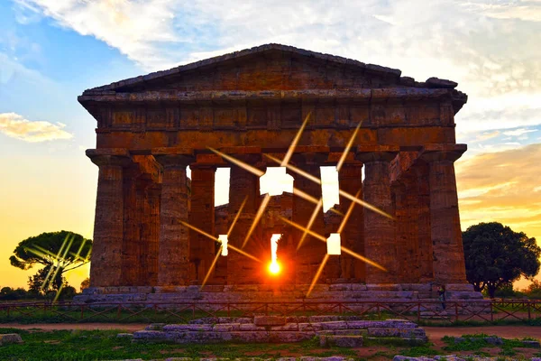 Chrám Neptun Byl Postaven Řádu Doric Kolem Roku 460450 Paestum — Stock fotografie