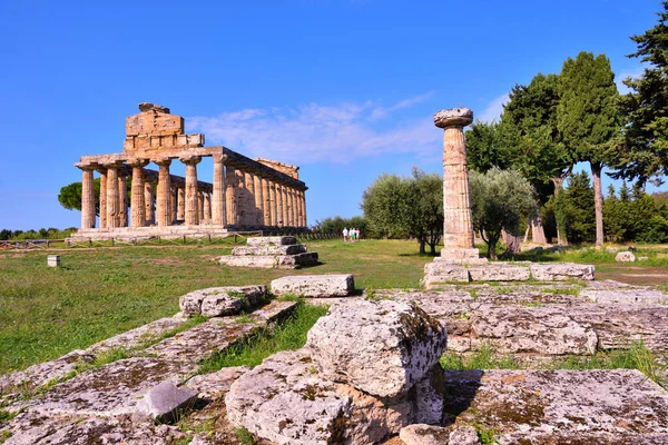 Tempel Van Athena Tempel Van Ceres Een Griekse Tempel Capaccio — Stockfoto