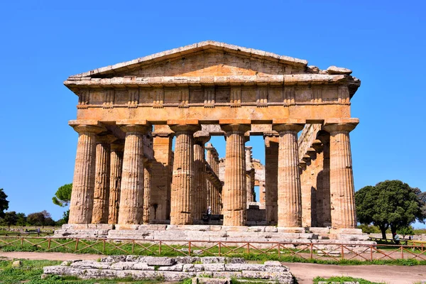 Tempel Neptunus Det Byggdes Doric Ordning Runt 460450 Paestum Italien — Stockfoto