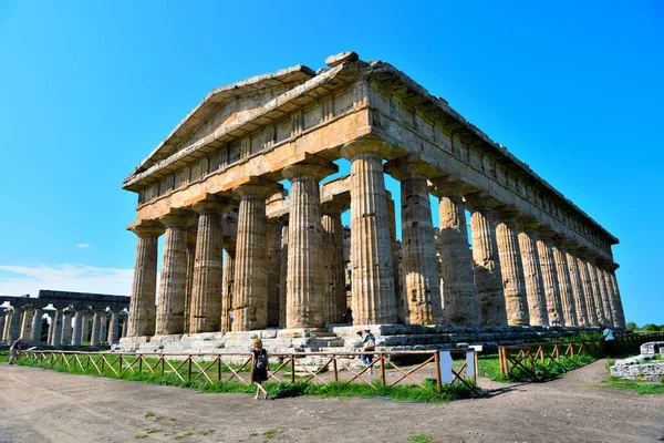 Tempel Neptunus Det Byggdes Doric Ordning Runt 460450 Paestum Italien — Stockfoto