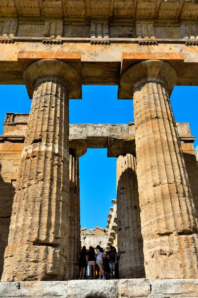 Tempel Neptunus Det Byggdes Doric Ordning Runt 460450 Paestum Italien — Stockfoto