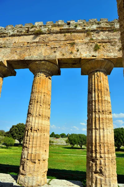 Świątynia Neptuna Została Zbudowana Porządku Doryckim Około 460450 Pne Paestum — Zdjęcie stockowe