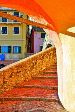 Bogliasco 'daki Roma köprüsü, Cenova, Liguria İtalya