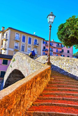 Bogliasco 'daki Roma köprüsü, Cenova, Liguria İtalya