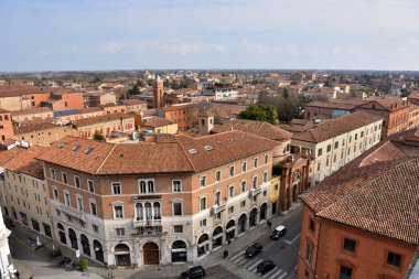 Panorama Doğu kalesinden görüldü - 11 Şubat 2018 Ferrara İtalya