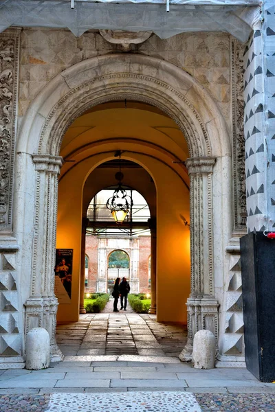 Portale Del Palazzo Dei Diamanti Restauro Febbraio 2018 Ferrara Italia — Foto Stock
