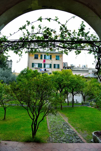 Garden Church Santa Maria Castello Genoa Italy —  Fotos de Stock