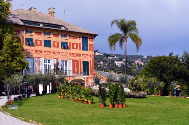 euroflora nervi parks, flower garden Villa Grimaldi in the background genoa italy