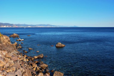 Arenzano Genoa İtalya 'daki Ligurian kıyısı.