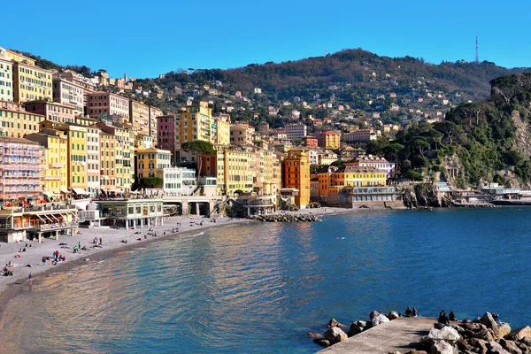 Ligurian Village Camogli Its Suggestive Beach Feb 2022 Genoa Italy — Stock Photo, Image