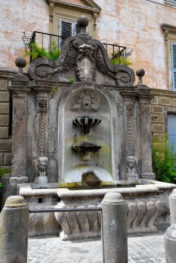 Tuscania Lazio İtalya 'nın tarihi merkezindeki çeşmeler