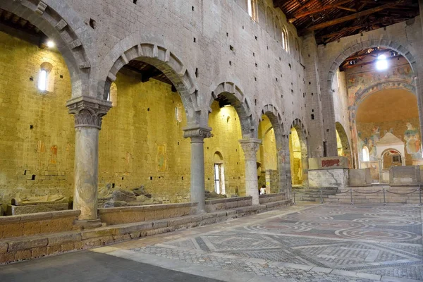 Внутрішня Частина Церкви Міста Сан Єтро Століття Романському Стилі Травня — стокове фото