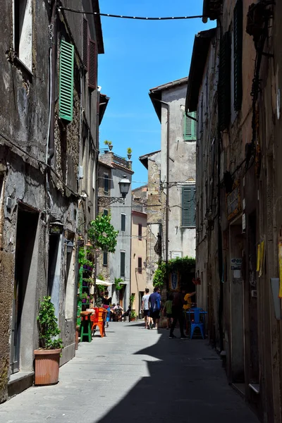 the historic center of the village with numerous shops and restaurants for tourists may 23 2022 Pitigliano Italy