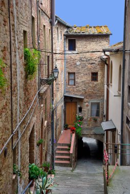ancient houses in the old town of Peccioli tuscany Italy