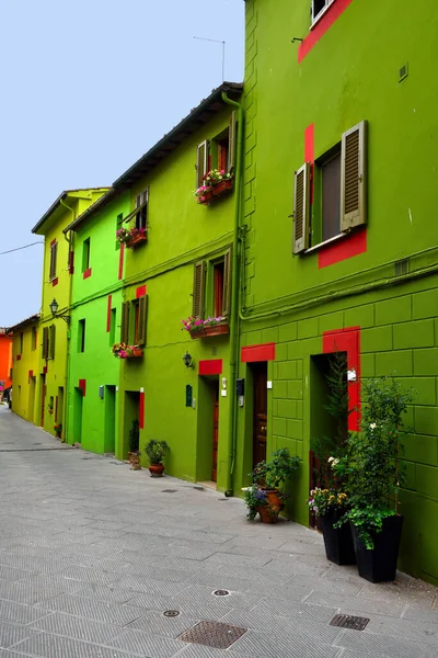 the village with the colorful houses Ghizzano tuscany Italy