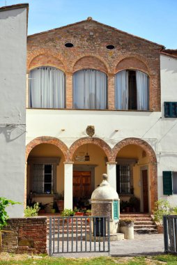 glimpse of the old town in Lajatico tuscany Italy