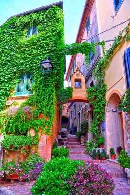 glimpse of the old town in Lajatico tuscany Italy