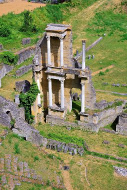 View of the Roman Theater of Volterra in Tuscany. The Roman Theater was built at the end of the 1st century BC