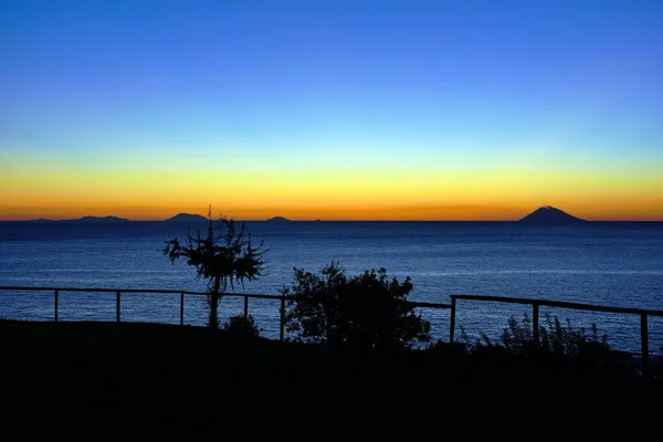 Sunset Aeolian Islands Seen Capo Vaticano Italy — Stock Photo, Image