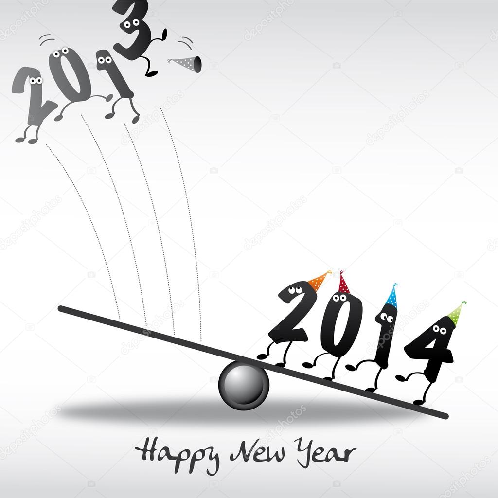 2014 Happy New Year Greeting Card, numeral, year in and year out