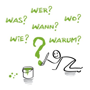 w-fragen, wer, wie, oldu, wo, wann, warum