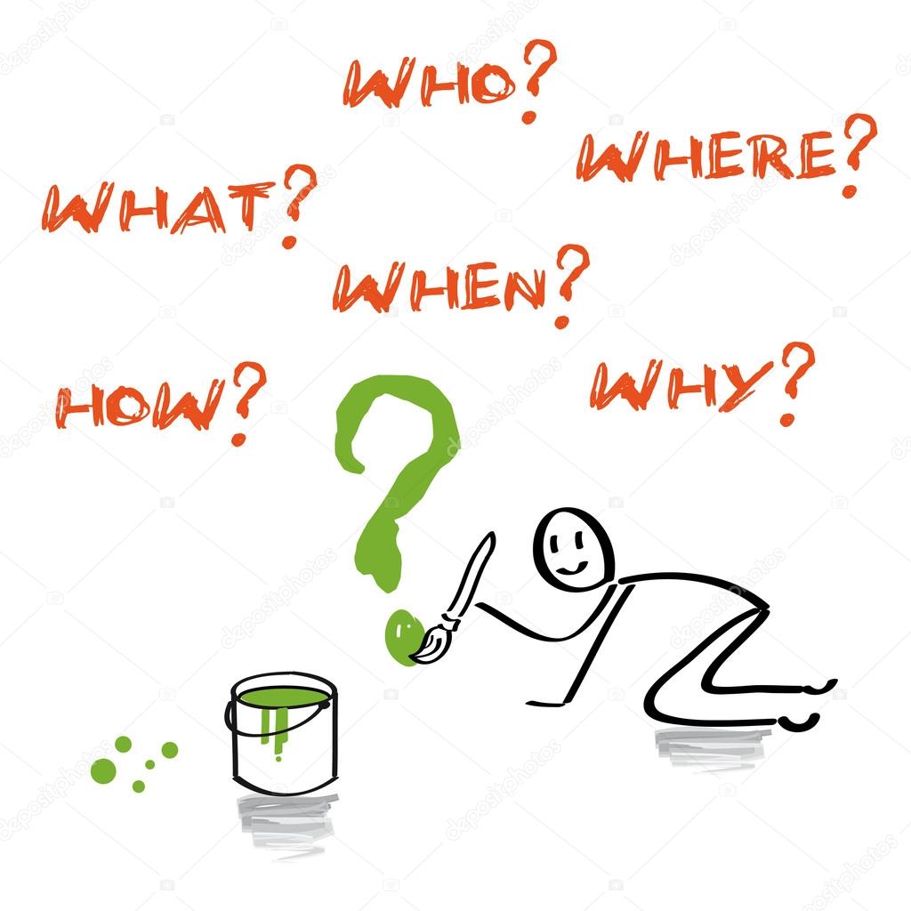 Questions, what, who, where, when, how, why english