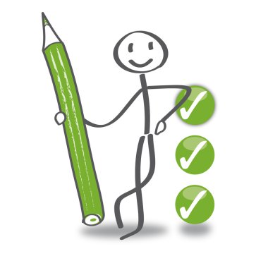 Stick figure with checkbox clipart