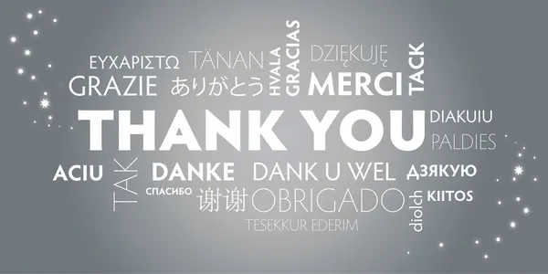 多言語、銀、ありがとう — ストックベクタ