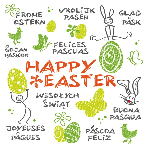 Joyeuses Pâques multilingues — Image vectorielle