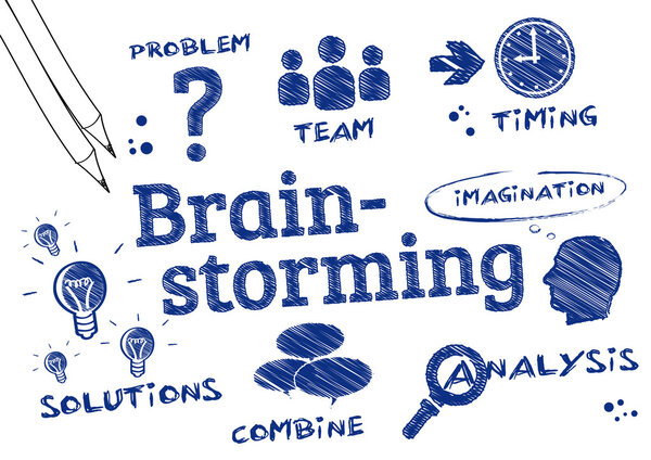 Мозговой штурм, решение проблем, скриббл
