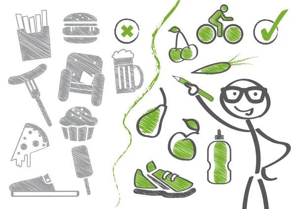 改变饮食结构，健康生活 — 图库矢量图片