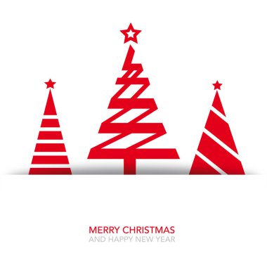 Tebrik kartı Mutlu Noeller ve mutlu yıllar - beyaz arkaplanda vektör illüstrasyon kartpostalı