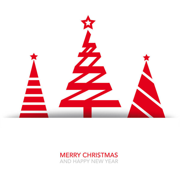 greeting card merry christmas and happy new year - vector illustration post card on white background