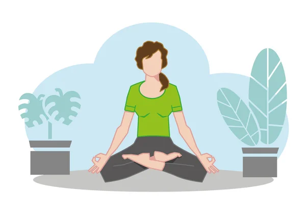 Ilustración Vectorial Para Mindfulness Meditación Yoga Relax Recreación Estilo Vida — Vector de stock