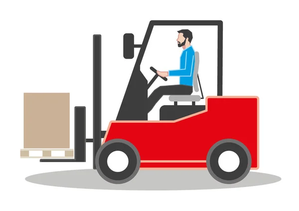 Forklift Truck Man Driving Vector Illustration Concept Warehousing Forklift Driver — Stock Vector
