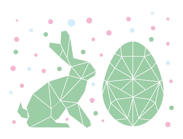 Dekorativní Velikonoční Karta Velikonočním Zajíčkem Velikonočním Vejcem Bílém Pozadí Upravitelná — Stockový vektor