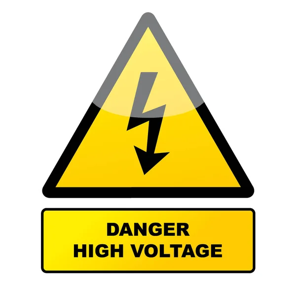 Attention Panneau Haute Tension Symbole Danger Illustration Vectorielle Isolée Sur — Image vectorielle