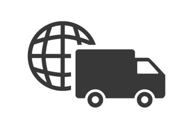 Beyaz arka planda küresel lojistik ve kargo simgesi - vektör simgesi koleksiyonu