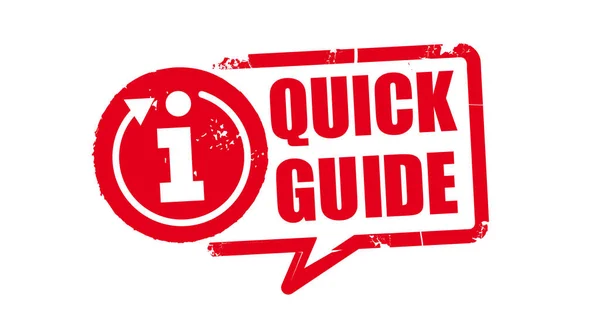 Quick Guide Teken Rood Grunge Rubber Stempel Witte Achtergrond — Stockvector