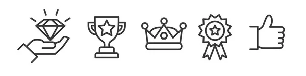 Collection Quality Award Guarantee Vector Line Icons Outline Web Icon — ストックベクタ