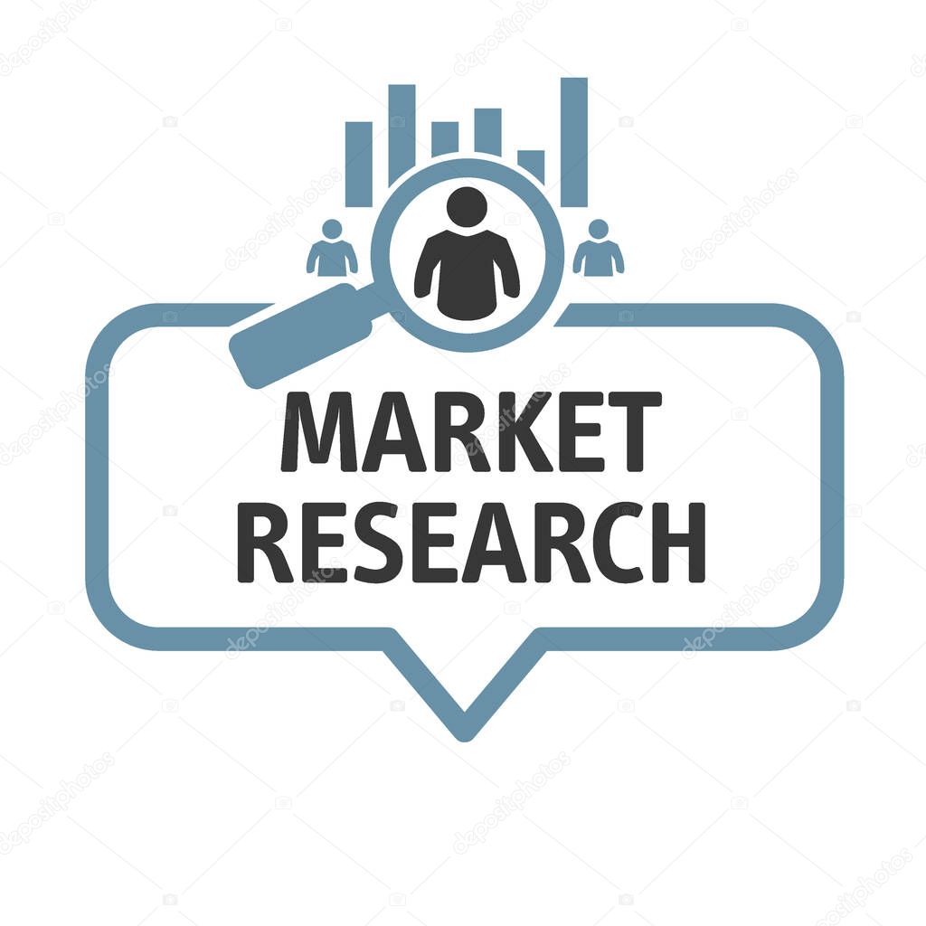 speech bubble Market research - information about target markets or customers. Vector Illustration concept with icons
