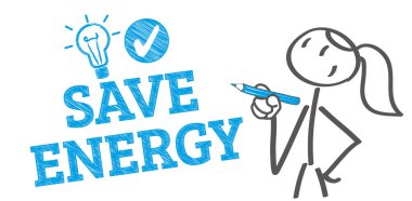 Enerji tasarrufu - beyaz arkaplanda vektör illüstrasyonu