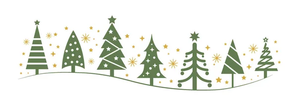 Collection Arbres Noël Verts Étoiles Dorées Dans Design Différent Pour — Image vectorielle