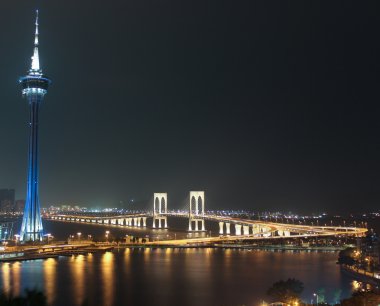 macao kule ve gece Makao sai van köprü