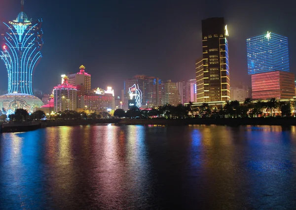 Panorama con Casino Nocturno en Macao — Foto de Stock