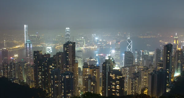 Panorama de Hong Kong e Kowloon de Victoria Gap, perto do a — Fotografia de Stock