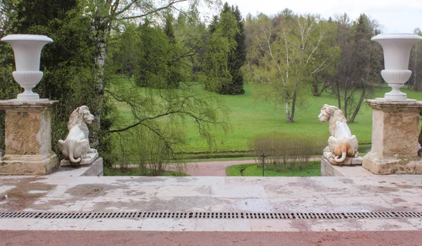 巴甫洛夫斯克公园里的大石头台阶 图库照片