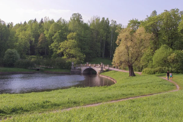 Viskontiev most v parku pavlovsk Royaltyfria Stockfoton