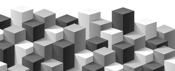 3D立方体的抽象纹理，几何灰色黑色形状的矩形背景，矢量插图10eps — 图库矢量图片